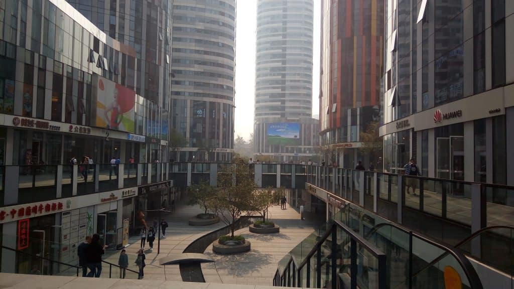 Soho Complex. Offices, apartments and shopping complex across the street from Sanlitun Village. 